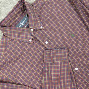 Ralph Lauren Shirt Mens Large Classic Fit Red Blue Plaid Long‎ Sleeve Oxford